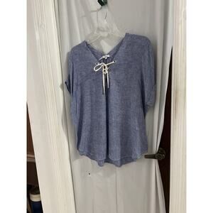 Rails Blue White Stripe Jen Royal White Stripe Lace Up Top Sz M